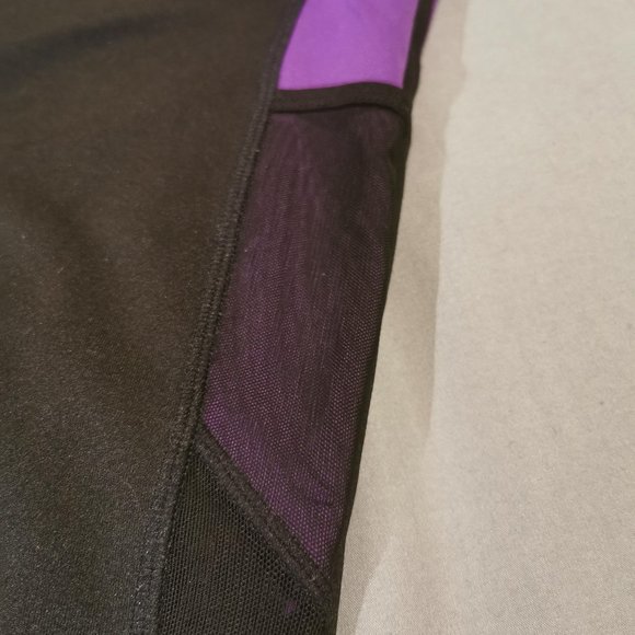 PopFit Sophia Black/Purple High-Waisted Leggings - Picture 2 of 5